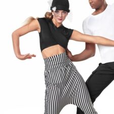 Black and white hip hop crop top and harem trousers