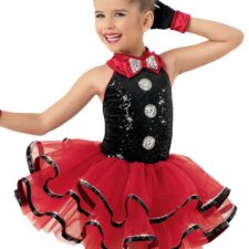 Red and black sequin tutu  with mini hat and gloves