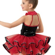 Red and black sequin tutu  with mini hat and gloves