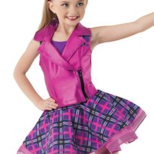 Pink and purple tartan net skirt with vest (crop top and headband not included)