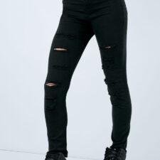 Black ripped design dance trousers