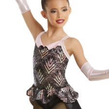 Black and pink leotard with bustle and gloves
