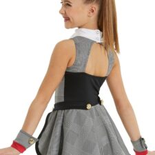 Black and white plaid skirted leotard with tie (missing cuffs)