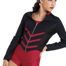 Black and red military style jacket and biketard