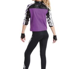 Royal blue and black hip hop with leggings, jacket and bra top (mitts included)