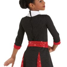Pinstripe collared skirted leotard with hat
