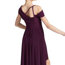Skirted leotard with cap sleeves and draped front