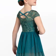Periwinkle and slate blue lace leotard with multi tier chiffon skirt