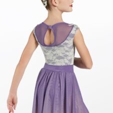 Lavender and cream lace skirted leotard