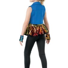 Multi colour sequin catsuit with peplum and vest (mitts and scrunchie not included)