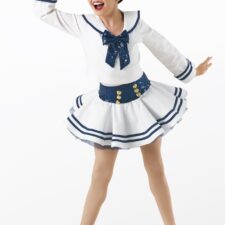 Navy and white sailor leotard top, skirt and hat