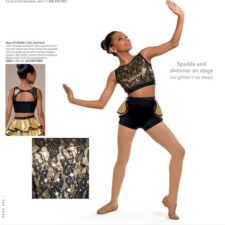 Gold and black sparkle crop top and skirted bikeshorts