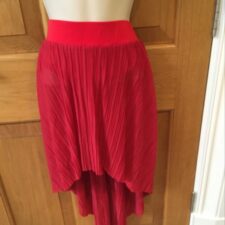 Red pleated cascade skirt with attached briefs