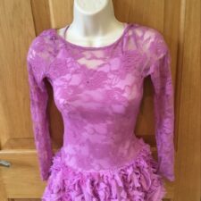 Lavender lace biketard with rosebud design skirt