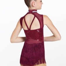 Black cherry sequin fringed leotard with jewelled neckline (missing hair accessory)