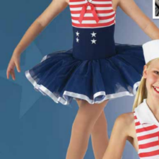 Red, white and blue sailor leotard with large navy tutu skirt