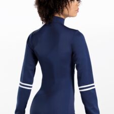 Black cherry long sleeve leotard with white piping