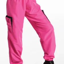 Bright pink hip hop trousers with black detail