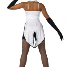 Black and white biketard with tails and tassels (hat and gloves not included)