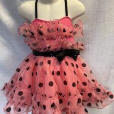 Coral and black spotty ruffle skirted leotard