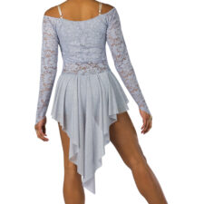 Grey sparkle and lace leotard with attached skirt