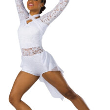 Grey sparkle and lace leotard with attached skirt