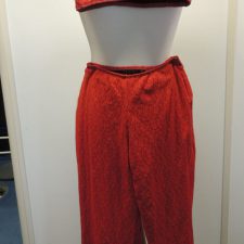 Red lace crop top and trousers