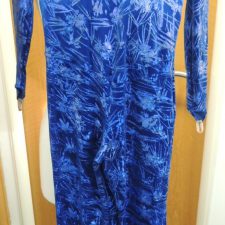 Blue and silver patterned velvet long sleeve all-in-one and scrunchie - Bespoke measurement costumes