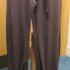 Brown flare trousers with elastic waistband