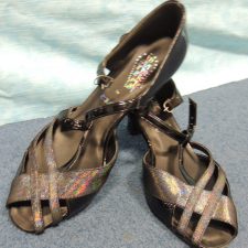 Black with multi colour iridescent straps 'Equity' ballroom shoes
