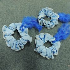Blue scrunchie with feather