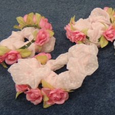 Pink spotty scrunchies with flowers