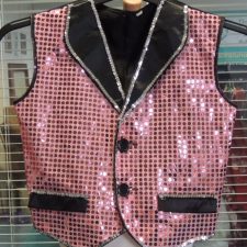 Pink sparkle and black waistcoat with silver trim
