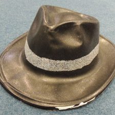 Black gangster hat with silver sparkle band