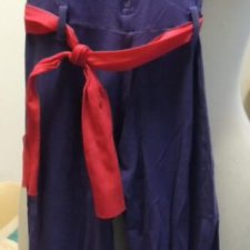 Purple cotton high neck all-in-one with red sash - Bespoke measurement costumes