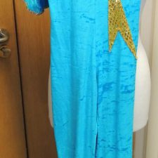Turquoise one sleeve velvet all-in-one with gold sparkle star design and trim - Bespoke measurement costumes