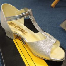 'Hollie' Silver sparkle t-strap dance shoes