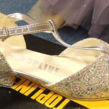 'Jessica' Silver Glitter t-strap shoes
