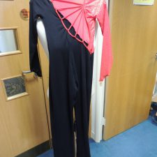 Red sparkle and black diagonal bodice all-in-one with scrunchie - Bespoke measurement costumes