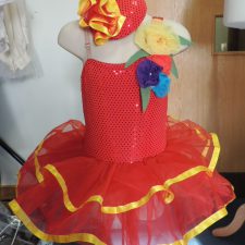 Red and yellow sparkle tutu with hat