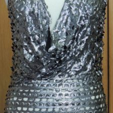 Silver long top/dress with drape neckline