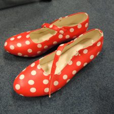 Red and white polka dot shoes