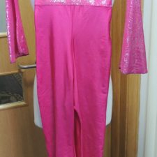 Hot pink all-in-one with silver sparkle and scrunchie - Bespoke measurement costumes