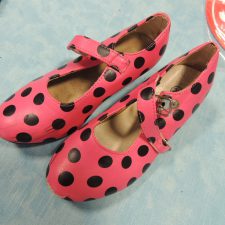 Pink and black spotty shoes