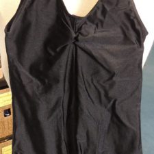 Black lycra tank leotard with rouched front