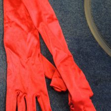 Red satin long length gloves