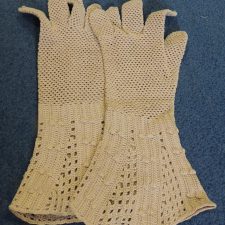 Tan crochet gloves
