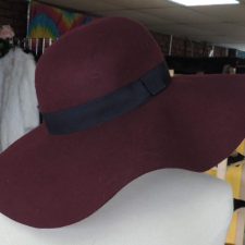 Burgundy felt floppy hat