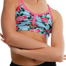 Blue floral crop top with silver tag