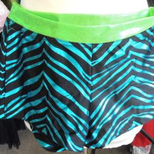 Metallic turquoise and black zebra print shorts